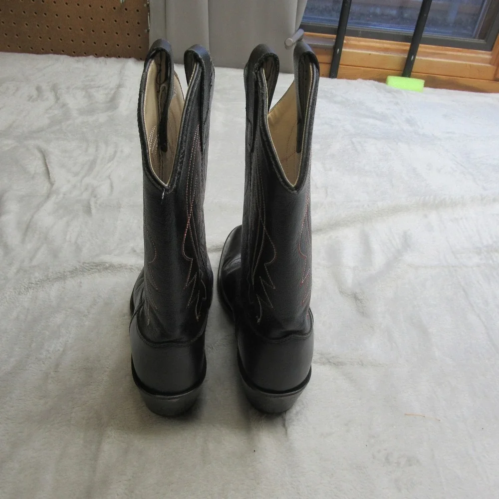 Cody James Boys 4D Western Boots Black Cowboy Red‎ Stitch Leather LIGHTLY USED